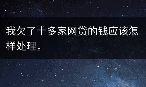 我欠了十多家网贷的钱应该怎样处理。