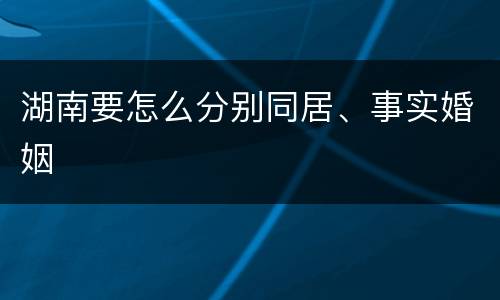 湖南要怎么分别同居、事实婚姻