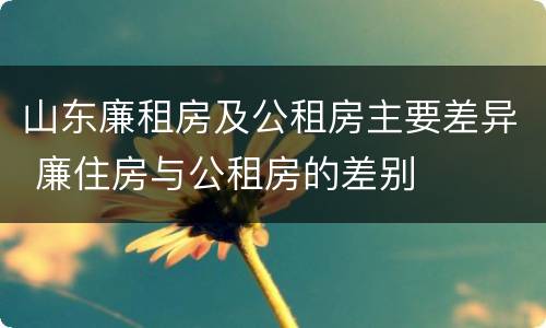 山东廉租房及公租房主要差异 廉住房与公租房的差别