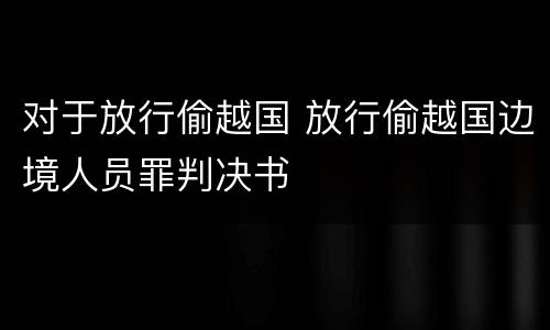对于放行偷越国 放行偷越国边境人员罪判决书