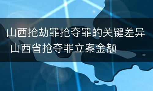 山西抢劫罪抢夺罪的关键差异 山西省抢夺罪立案金额