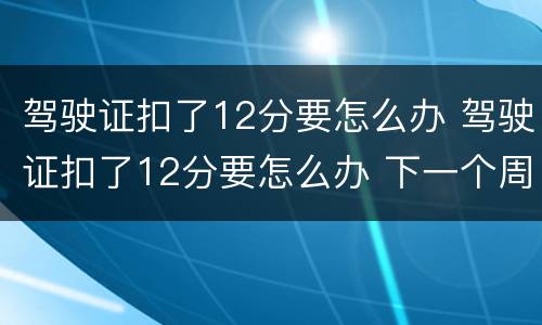 驾驶证扣了12分要怎么办 驾驶证扣了12分要怎么办 下一个周期还有吗