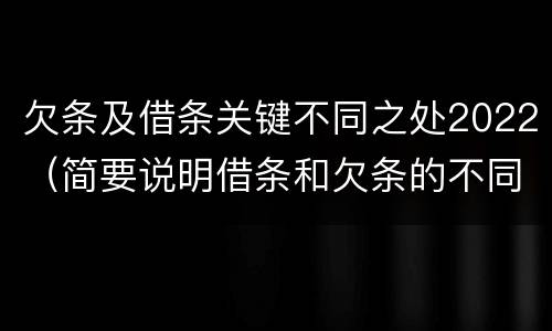 欠条及借条关键不同之处2022（简要说明借条和欠条的不同之处）