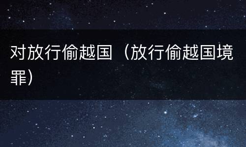 对放行偷越国（放行偷越国境罪）