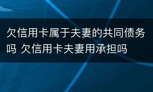 欠信用卡属于夫妻的共同债务吗 欠信用卡夫妻用承担吗