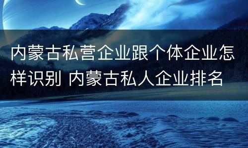 内蒙古私营企业跟个体企业怎样识别 内蒙古私人企业排名