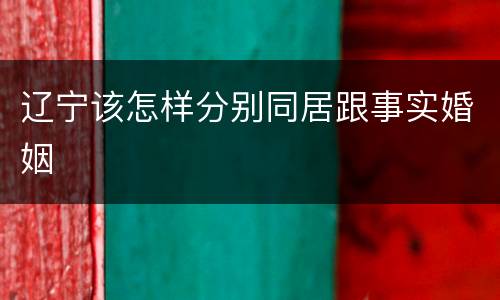 辽宁该怎样分别同居跟事实婚姻