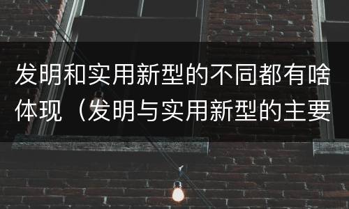 发明和实用新型的不同都有啥体现（发明与实用新型的主要区别）