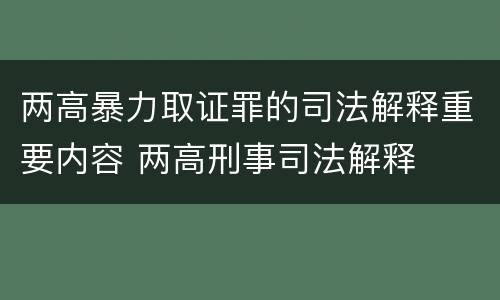 两高暴力取证罪的司法解释重要内容 两高刑事司法解释