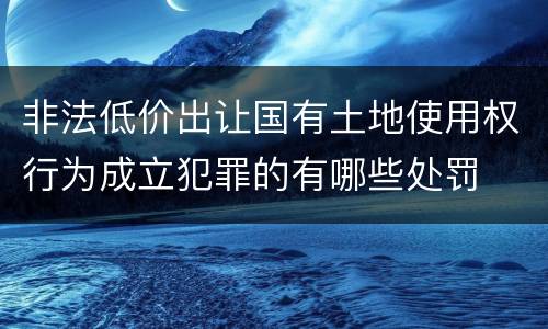 非法低价出让国有土地使用权行为成立犯罪的有哪些处罚