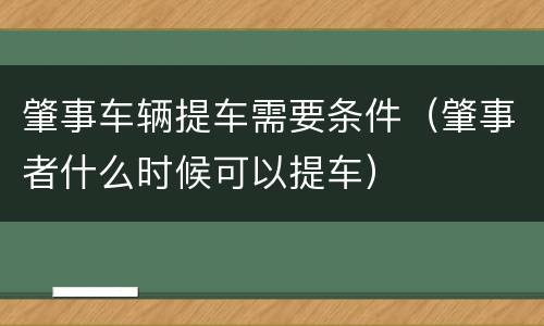 肇事车辆提车需要条件（肇事者什么时候可以提车）
