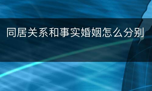同居关系和事实婚姻怎么分别