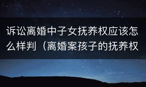 诉讼离婚中子女抚养权应该怎么样判（离婚案孩子的抚养权一般怎么判）