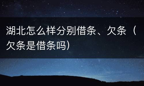 湖北怎么样分别借条、欠条（欠条是借条吗）