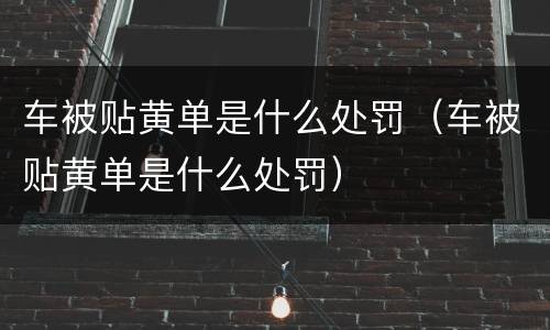 车被贴黄单是什么处罚（车被贴黄单是什么处罚）