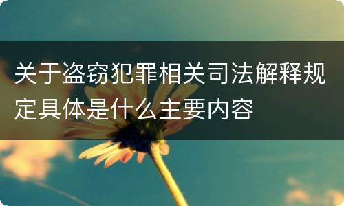 关于盗窃犯罪相关司法解释规定具体是什么主要内容