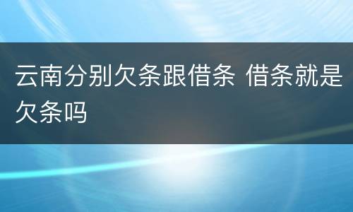 云南分别欠条跟借条 借条就是欠条吗