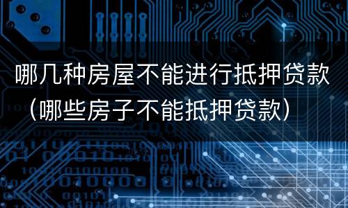 哪几种房屋不能进行抵押贷款（哪些房子不能抵押贷款）