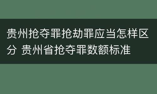 贵州抢夺罪抢劫罪应当怎样区分 贵州省抢夺罪数额标准