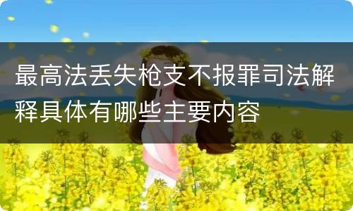 最高法丢失枪支不报罪司法解释具体有哪些主要内容
