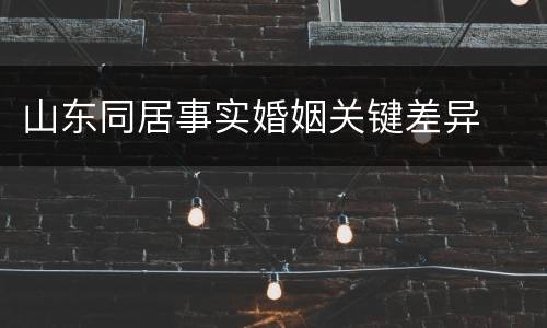 山东同居事实婚姻关键差异