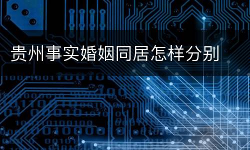 贵州事实婚姻同居怎样分别