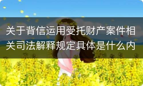 关于背信运用受托财产案件相关司法解释规定具体是什么内容