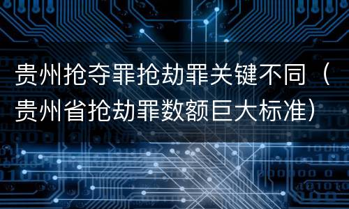 贵州抢夺罪抢劫罪关键不同（贵州省抢劫罪数额巨大标准）