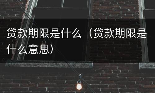 贷款期限是什么（贷款期限是什么意思）