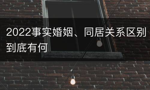 2022事实婚姻、同居关系区别到底有何