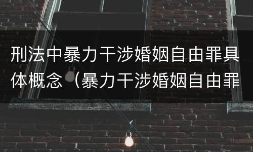 刑法中暴力干涉婚姻自由罪具体概念（暴力干涉婚姻自由罪有结果加重犯吗）