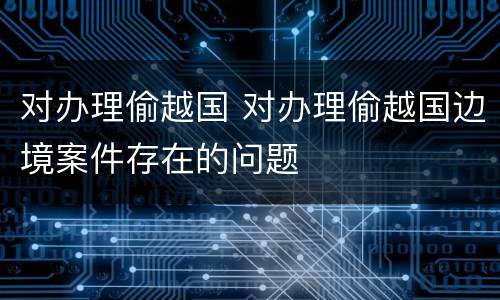 对办理偷越国 对办理偷越国边境案件存在的问题