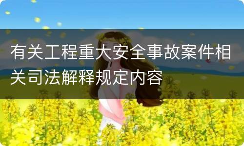 有关工程重大安全事故案件相关司法解释规定内容