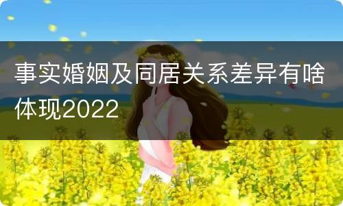 事实婚姻及同居关系差异有啥体现2022
