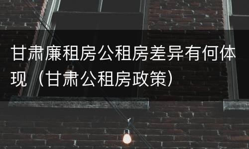 甘肃廉租房公租房差异有何体现（甘肃公租房政策）