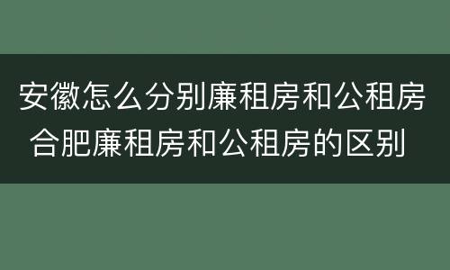 安徽怎么分别廉租房和公租房 合肥廉租房和公租房的区别