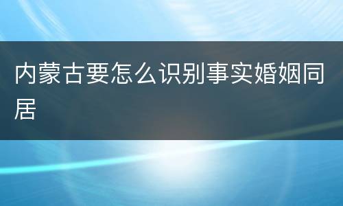 内蒙古要怎么识别事实婚姻同居