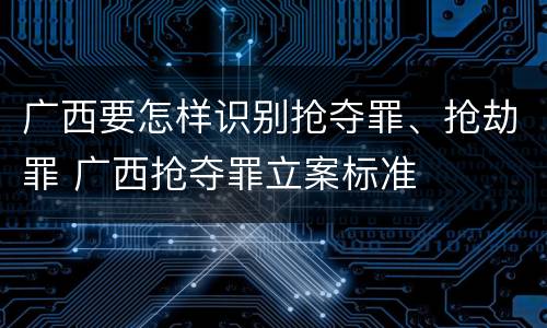 广西要怎样识别抢夺罪、抢劫罪 广西抢夺罪立案标准