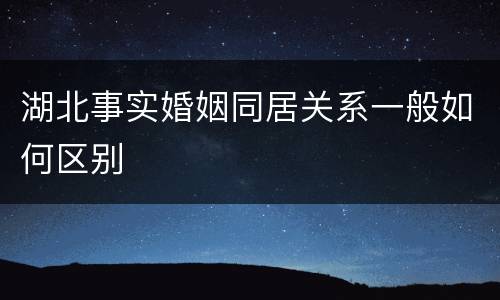 湖北事实婚姻同居关系一般如何区别