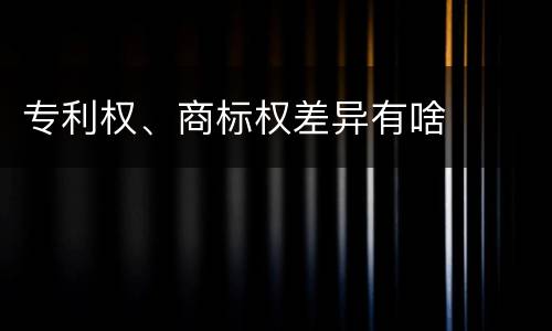 专利权、商标权差异有啥