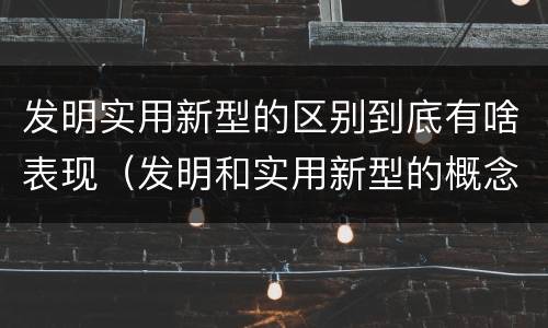 发明实用新型的区别到底有啥表现（发明和实用新型的概念）