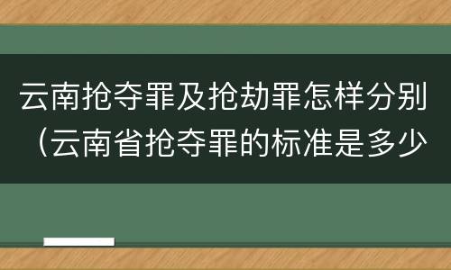 云南抢夺罪及抢劫罪怎样分别（云南省抢夺罪的标准是多少?）
