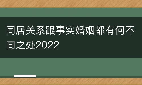 同居关系跟事实婚姻都有何不同之处2022