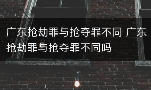 广东抢劫罪与抢夺罪不同 广东抢劫罪与抢夺罪不同吗