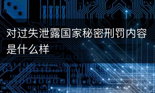 对过失泄露国家秘密刑罚内容是什么样