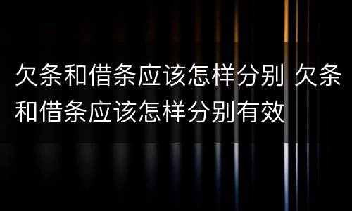 欠条和借条应该怎样分别 欠条和借条应该怎样分别有效