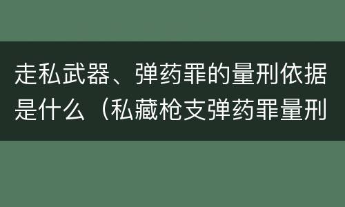 走私武器、弹药罪的量刑依据是什么（私藏枪支弹药罪量刑）