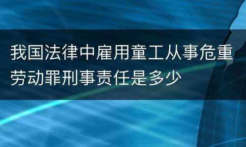 我国法律中雇用童工从事危重劳动罪刑事责任是多少