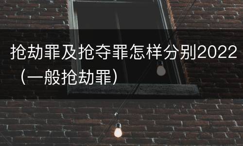 抢劫罪及抢夺罪怎样分别2022（一般抢劫罪）