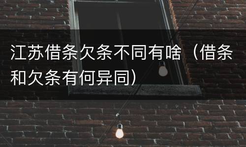 江苏借条欠条不同有啥（借条和欠条有何异同）